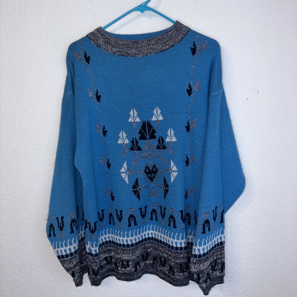 Vintage Venezia Nordic Bling Sparkle Tunic Sweater Women's Size 18/20